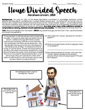 what was abraham lincoln house divided speech about