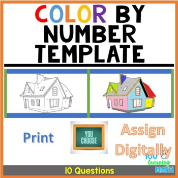Preview of House Themed Color by Number Template - 10 Questions