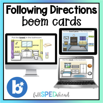 Preview of House Locations Following Directions Boom™ Cards Activity