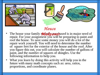 Preview of House Makeover, Area, Ratios, Proportions, Student Handouts, Real-World