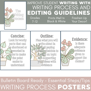 Preview of Neutral BOHO Writing Process Posters Editing, Proofreading, Guidelines, Steps