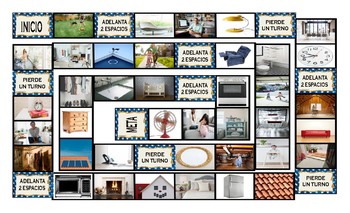 House Rooms And Furniture Spanish Legal Size Photo Board Game Tpt