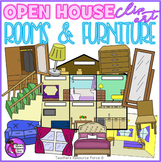 House, Rooms and Furniture realistic Clip Art