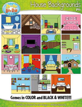 Preview of House Background Scenes Clipart {Zip-A-Dee-Doo-Dah Designs}