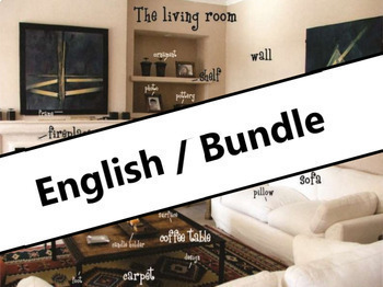 Preview of House and household BUNDLE: Power Point, flash cards & more (ESL)