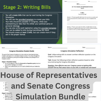 Preview of House of Representatives and Senate Congress Simulation Bundle
