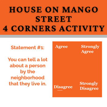 Preview of The House on Mango Street 4 Corners Introduction Activity