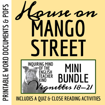 Preview of House on Mango Street Quiz and Close Reading Worksheets Bundle (Vignettes 18-21)