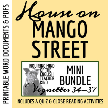 Preview of House on Mango Street Quiz and Close Reading Worksheets Bundle (Vignettes 34-37)