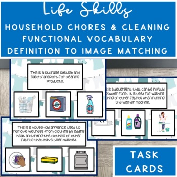 Preview of Life Skills Household Chores/Cleaning Functional Vocabulary Definition to Image