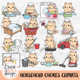 Household Chores Cats Cliparts, Funny Housework: Cooking, 