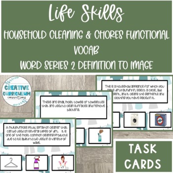 Preview of Household Chore/Cleaning Vocab Definition To Image Match Digital Task Card 2