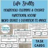 Preview of Household Chores/Cleaning Vocabulary Definition To Word Match Task Cards 2
