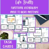 Preview of Household Chores/Cleaning Vocabulary Image To Word Matching Task Cards 2