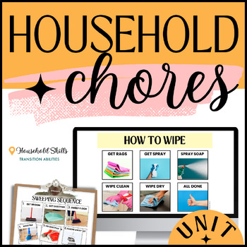 Preview of Household Chores | Life Skills BUNDLE | SPED Vocab, Visuals, Reading & Video