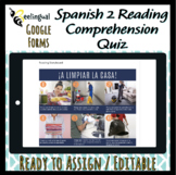 Household Chores Spanish 2 Topic 3 Quiz / Reading Comprehe