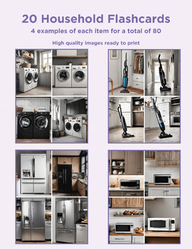 Preview of Household Items Flashcards- Printable Around the House Picture Cards