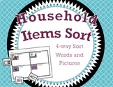 Household Items Sort / 4-way Cut and Paste Sort / Words Su