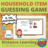 Household Items guessing game BOOM CARDS™ for Distance Learning