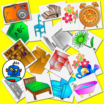 Preview of Clip Art for Furniture - Color and b/w png files.