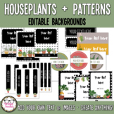 Houseplants + Patterns Classroom Decor Editable Background