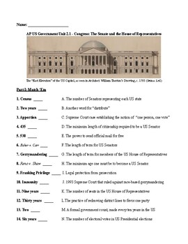 Preview of AP®US Government Unit 2.1 - The Senate and House of Representatives