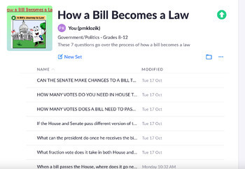 Preview of How A Bill Becomes A Law Plickers/Exit Ticket 7 Questions