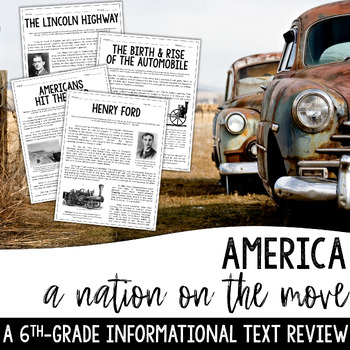 Preview of 6th Grade End of Year Review - America On Wheels - An End of Year ELA Project