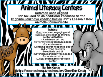 Preview of How Animals Communicate Literacy Centers- 1st Grade Journeys Lesson 7