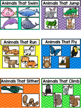 How Animals Move Printable book, sorting worksheets, & posters