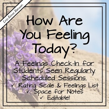 Preview of School Counseling - Feelings Rating Scale & Session Notes - Editable!