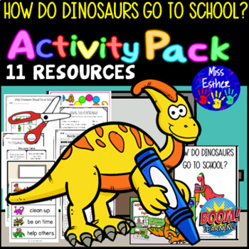 Preview of How do Dinosaurs Go to Schoool - 12 Resources with  BOOM CARDS
