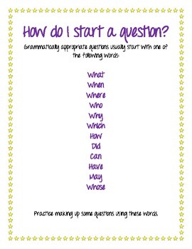 How Do I Ask A Question  A List  of Question  Starting Words  