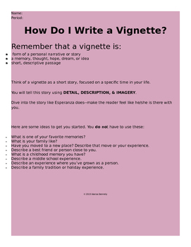teaching vignette writing