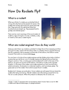 Preview of How Do Rockets Fly? (Reading Comprehension)