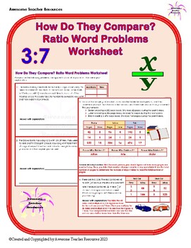 Preview of How Do They Compare? Ratio Word Problems Worksheet