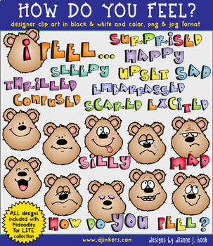 Preview of How Do You Feel - Emotions Clip Art Bears and Words