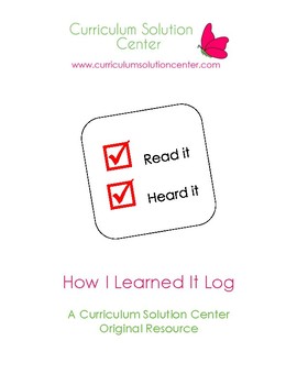 Preview of How I Learned it Log {Metacognition, Tracking, Goal Setting, Strategy Use}