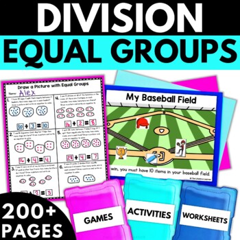 division equal groups division worksheets activities games tpt