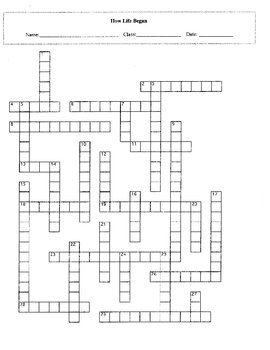How Life Began Crossword Puzzle with Key by Maura Derrick Neill
