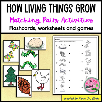 Preview of How Living Things Grow Matching Pairs Print and Digital Activities