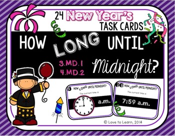 Preview of How Long Until Midnight? Intervals of Time Task Cards