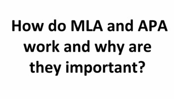 Preview of How MLA and APA Work and Why They Are Important