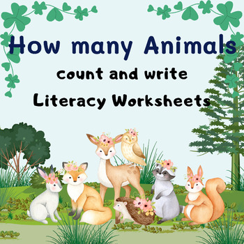 Preview of How Many Animals Kindergarten Count and Write.Writing Practice Numbers 0 to 10