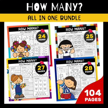 Preview of How Many? Count Pictures and Write the Number 1 to 20 Counting Worksheets Fun