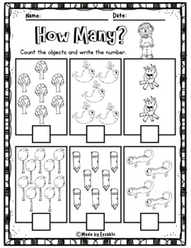 How Many? Count and write worksheets, Numbers 1-10 (BW) by WORKSHEETS ...