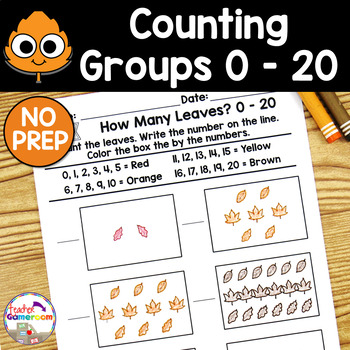 Preview of Counting Groups up to 20 Fall Worksheets