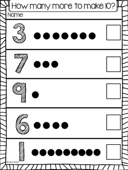 how many more to make 10 practice sheets by tara west tpt