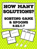 How Many Solutions? Card Sort & Spoons Game 8.EE.C.7 8th Grade