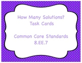 How Many Solutions Task Cards Infinite? None? One? 8.EE.7